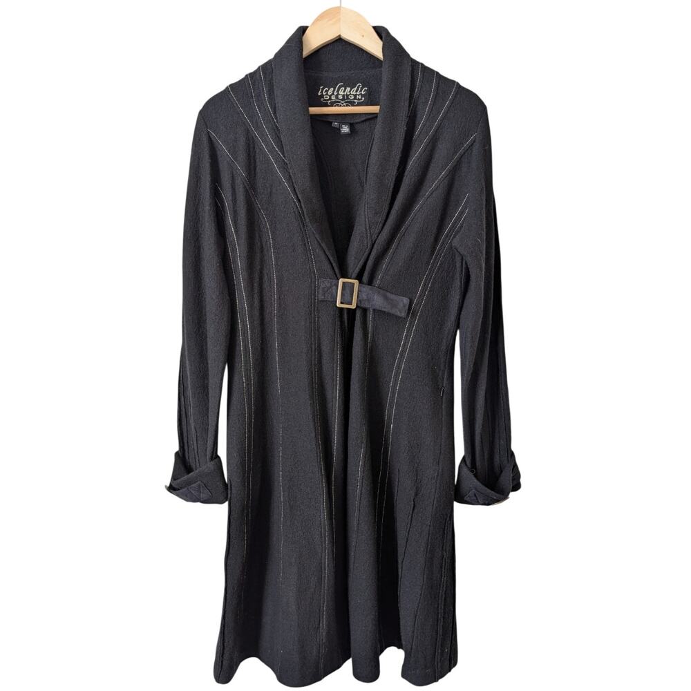 Icelantic Design Wool Duster Jacket Women's Medium Natural Longline Cardigan EUC